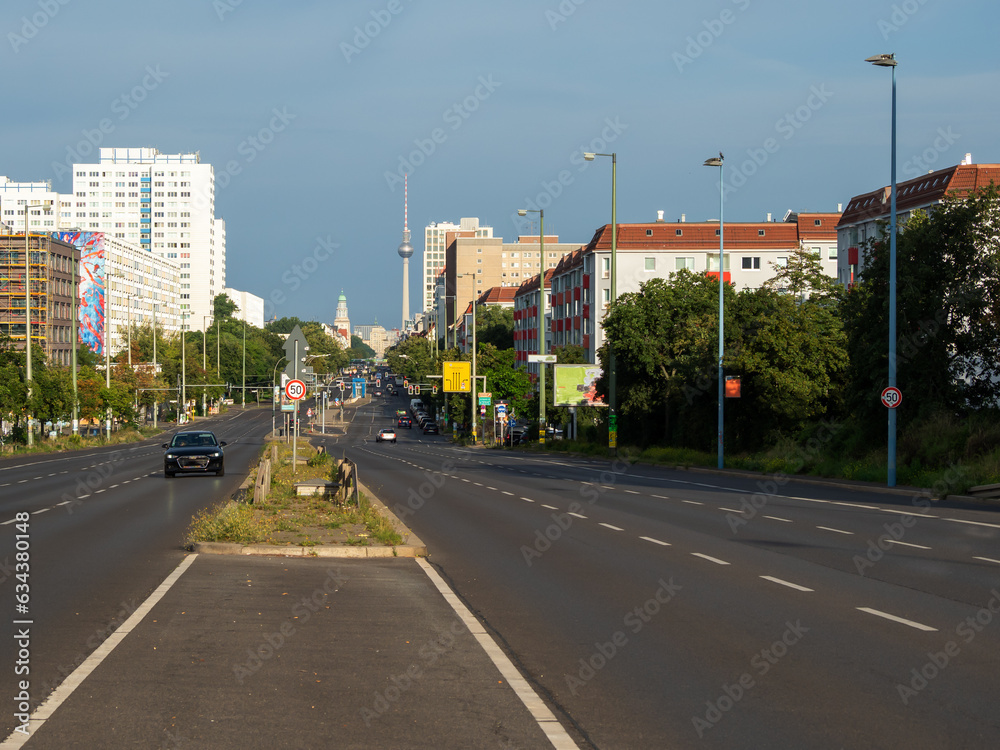 Urban highway of European city. Urban landscape.