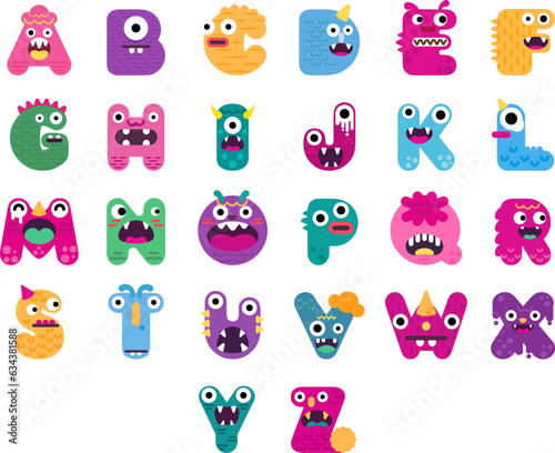 Cute monster a letter alphabet number illustrator vector image