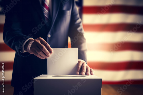 American Voter Casting Ballot in Election
