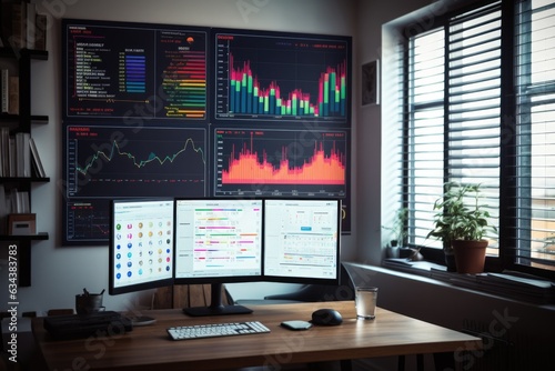 Business Office with Trade UI, great design for any purposes. Trade concept. Web site screen template. Forex market, news and analysis. binary option. Application for investment and online trading .