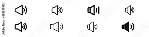 A set of sound icons with different signal levels in a flat style, Speaker vector icon. Mail Icon Symbols vector. symbol for web site Computer and mobile vector.