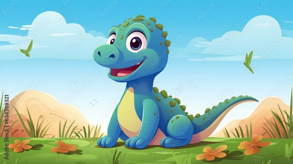 Naklejka premium dinosaur in the grass 