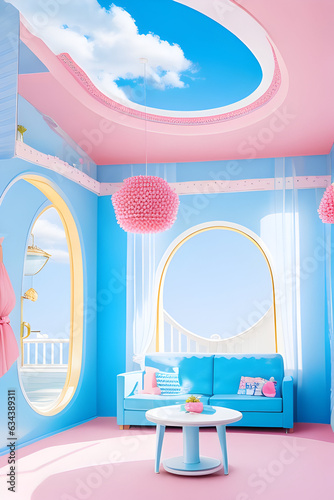 Interior of barbie dreamhouse. photo