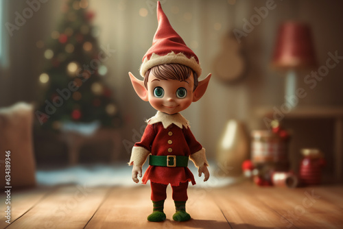 cute toy elf christmas decoration. High quality photo