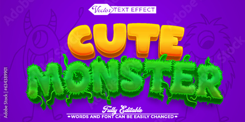Cartoon Cute Monster Vector Editable Text Effect Template