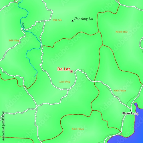 Map of Da Lat City in Vietnam