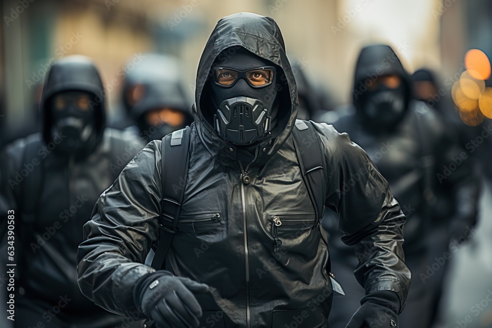 armed masked and hooded men on the street, generative ai armed masked and hooded men on the street, generative ai