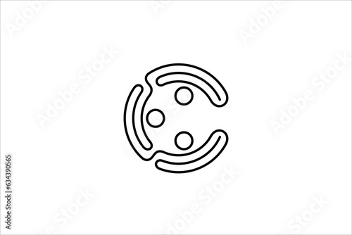 Letter C line logo design with connected people