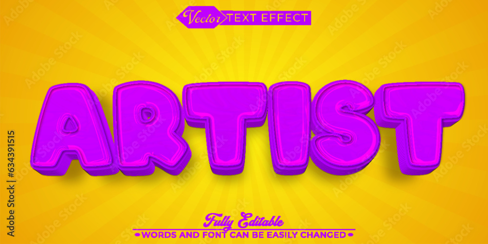 Cartoon Purple Artist Vector Editable Text Effect Template Cartoon Purple Artist Vector Editable Text Effect Template