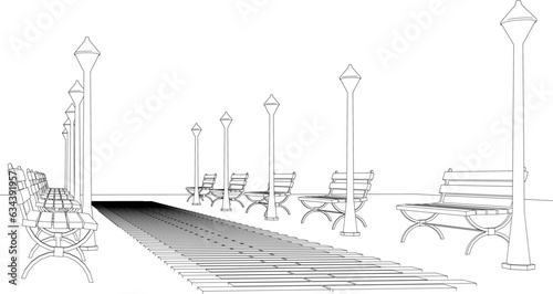 3D illustration of park and landscape project
