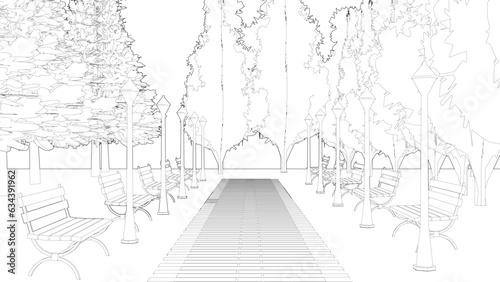 3D illustration of park and landscape project
