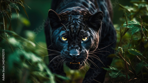 Elegance in Ebony: A Panther's Jungle Stalk