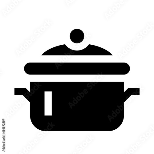 料理、鍋、両手鍋を表す塗りつぶしスタイルのアイコン