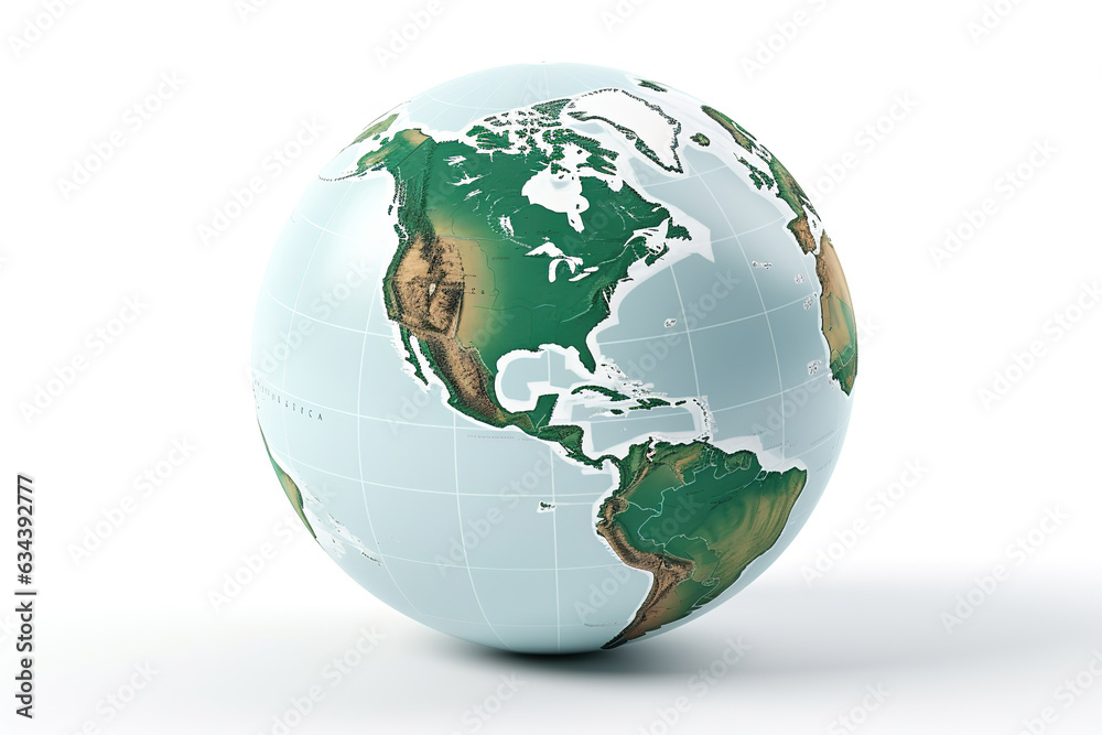 Planet earth with white isolate on USA view - obrazy, fototapety, plakaty 