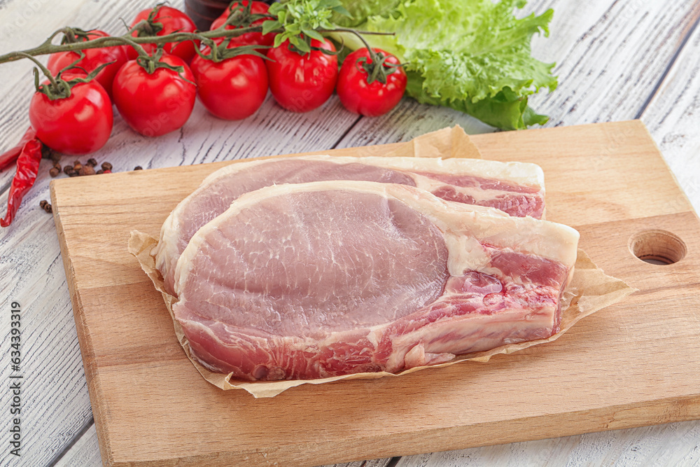 Raw pork t-bone steak for grill Raw pork t-bone steak for grill