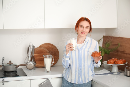 Smiling Woman with Milk and...
