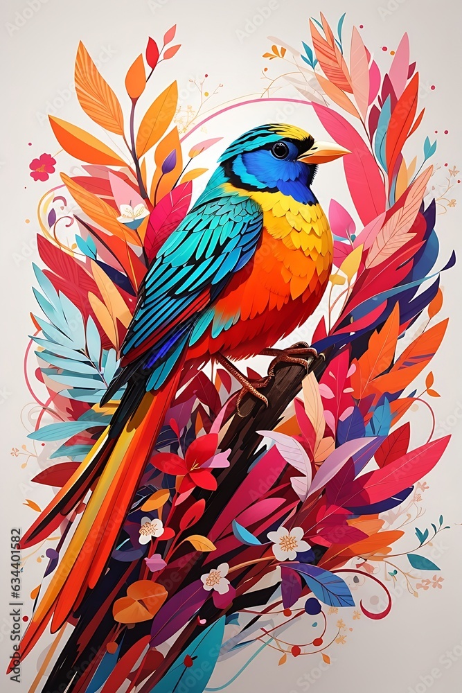 Obraz premium Use a unique and creative watercolor style to depict a hummingbird and flower in a way that is both realistic and imaginative, combining intricate details with bold brushstrokes and vibrant colors.