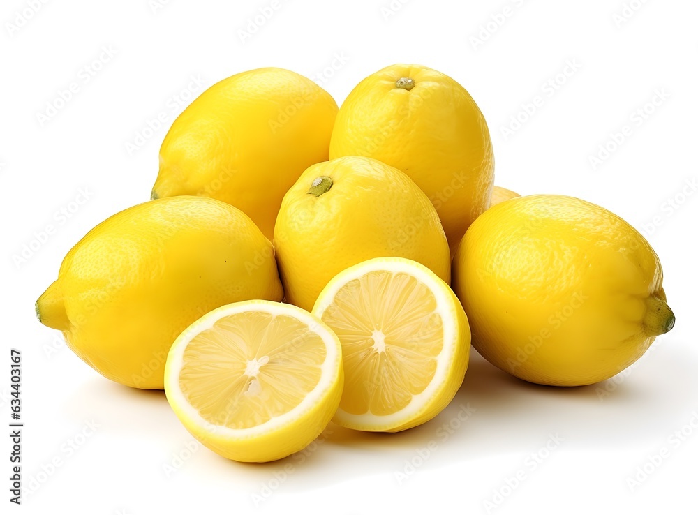 Lemon fruit isolate. Lemon whole, half, slice. Lemon slices with zest isolated Lemon fruit isolate. Lemon whole, half, slice. Lemon slices with zest isolated