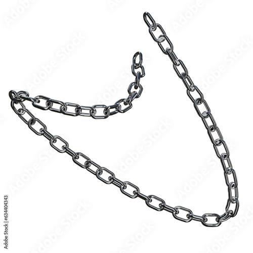 Realistic 3D Vector of a Sturdy Metal Chain with Stainless Rings, Rendered in Chrome or Steel, Isolated on a Png Transparent Background