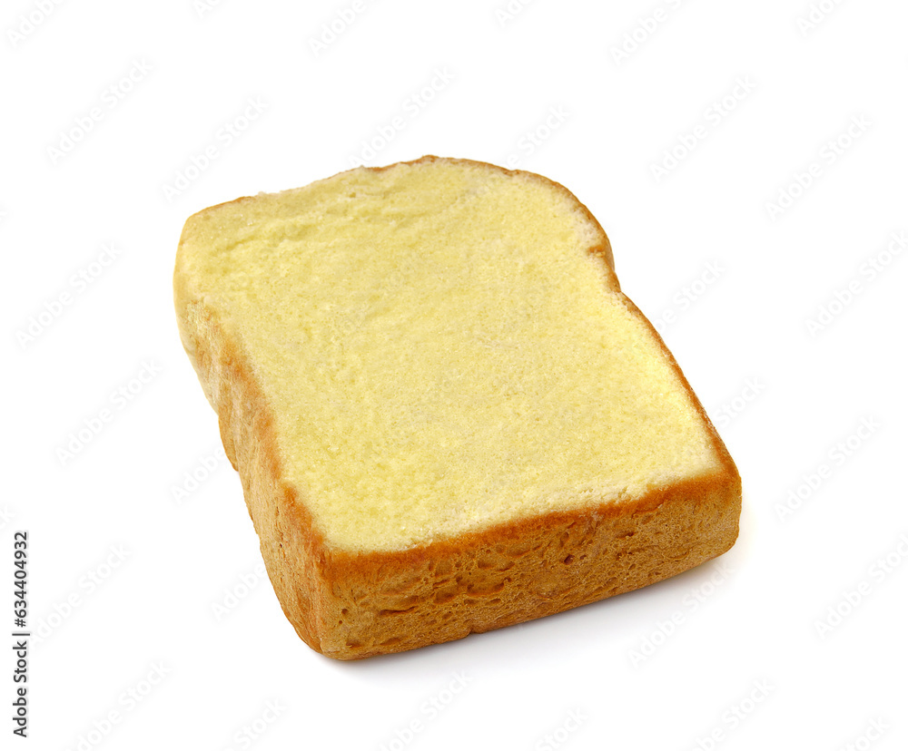 Bread with butter isolated on white background