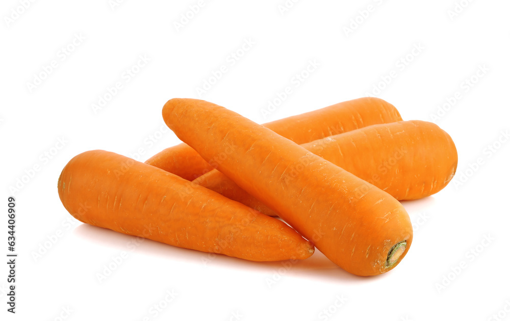 Fresh carrots  isolated on white background