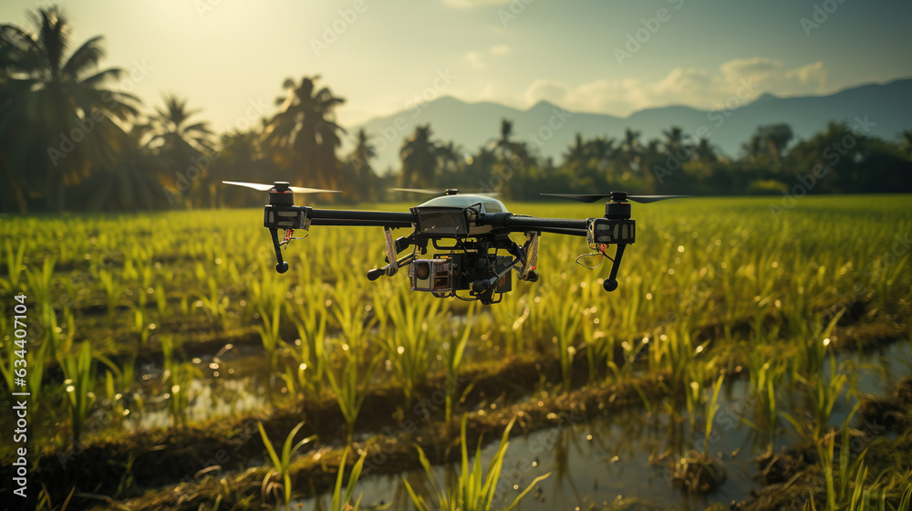 Drone monitoring crops and smart agriculture in a digital farming