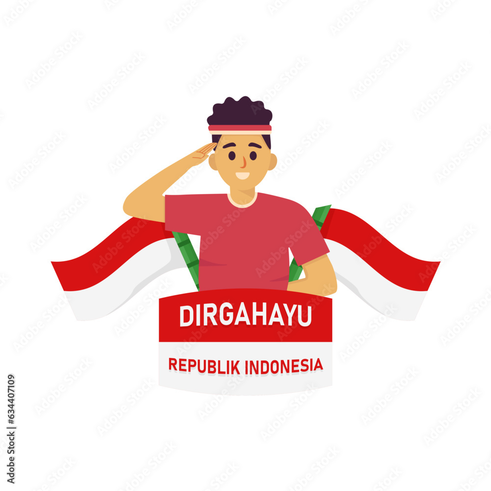 vector flat flag people dirgahayu republik indonesia