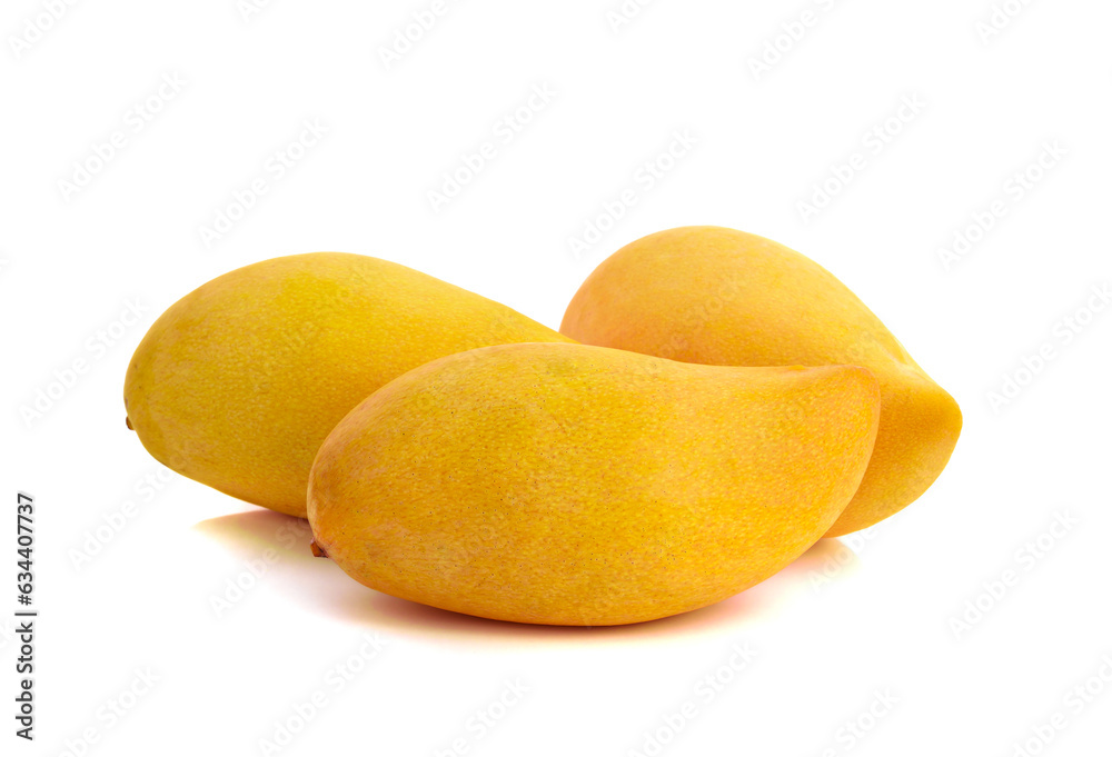 Delicious ripe yellow mango fruit  isolated on white background
