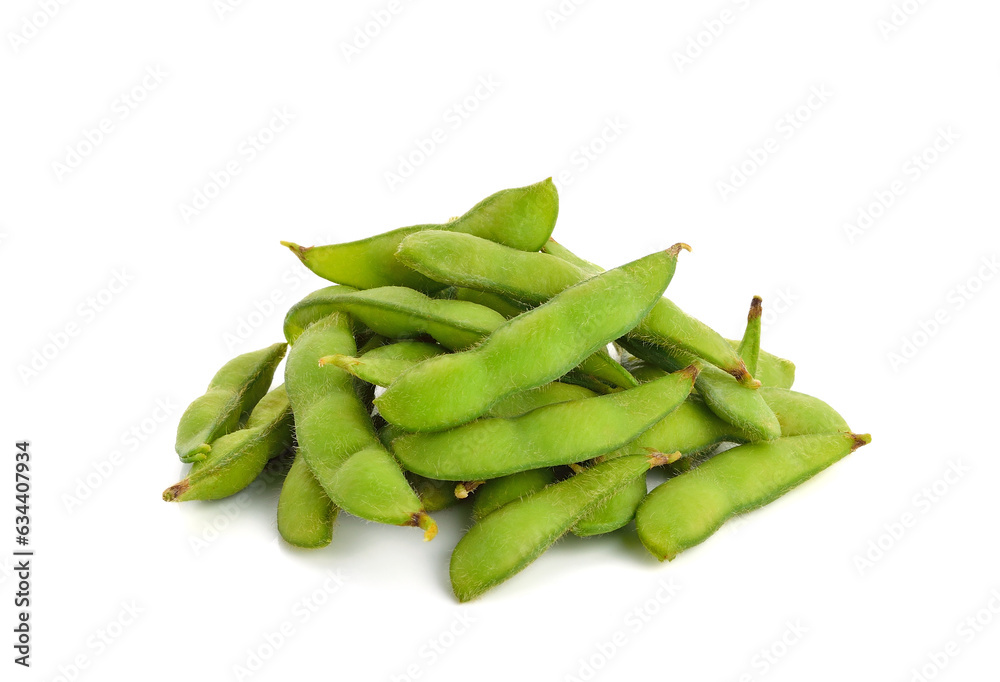 Green soy beans isolated on white background