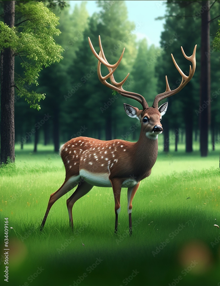 Naklejka premium World Wildlife Day with the animal in forest , 3d art and digital craft style.