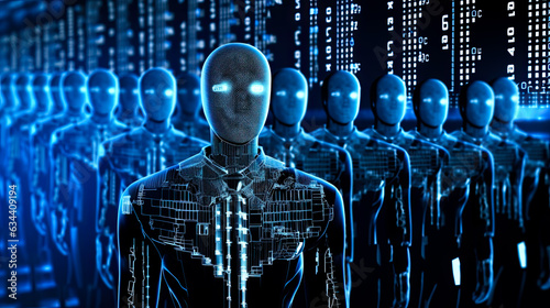 Digital concept of AI work force. Concept of the new age of artificial intelligence taking over jobs. 