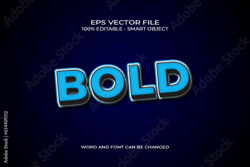 3D bold editable text style effect with dark blue color