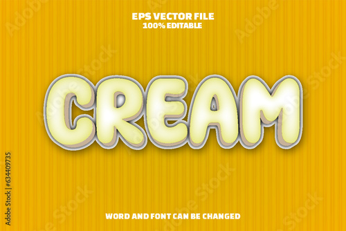 Realistic cream 3D editable text style effect