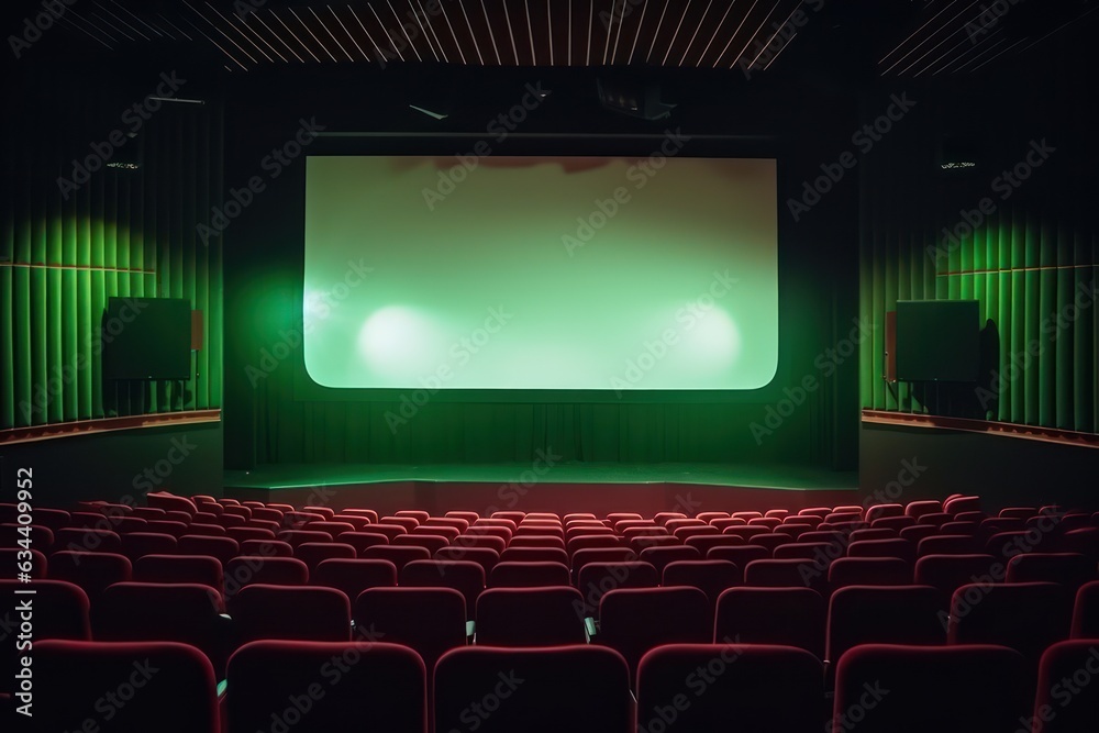 Fototapeta premium cinema auditorium with chairs and green projector