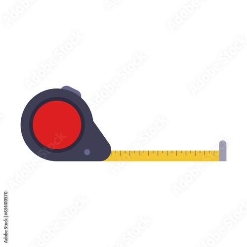 Measuring tape for building bird house illustration. Drawing of tool and equipment for birdhouse on white background. Carpentry, woodwork concept