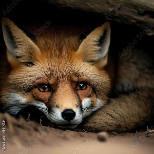 Fox laying from Den