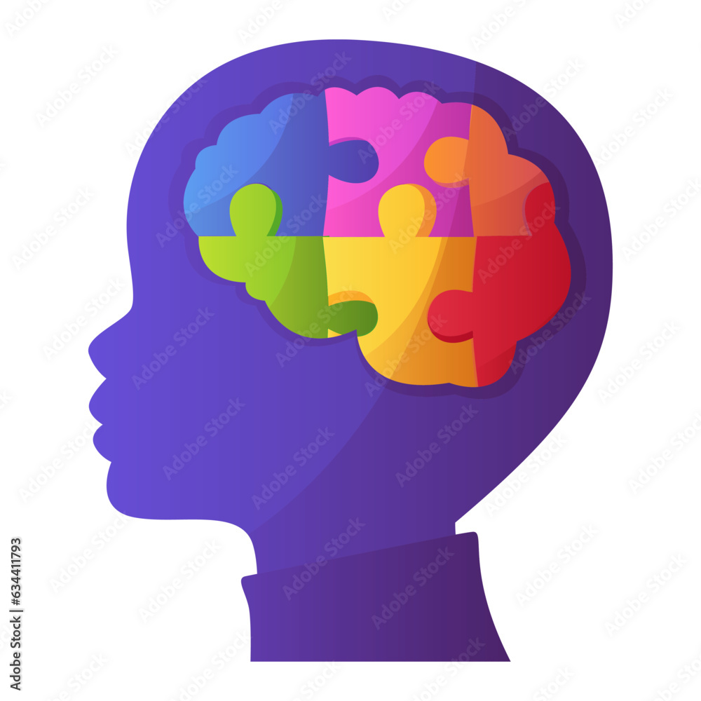 World autism awareness day child head with puzzle pieces. Jigsaw brain. International solidarity, asperger’s day. Health care, mental illness. Charitable organization, medical or wellness center. World autism awareness day child head with puzzle pieces. Jigsaw brain. International solidarity, asperger’s day. Health care, mental illness. Charitable organization, medical or wellness center.