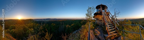 Sonnenaufgang auf dem Waldstein Panorama, Fichtelgebirge in Oberfranken