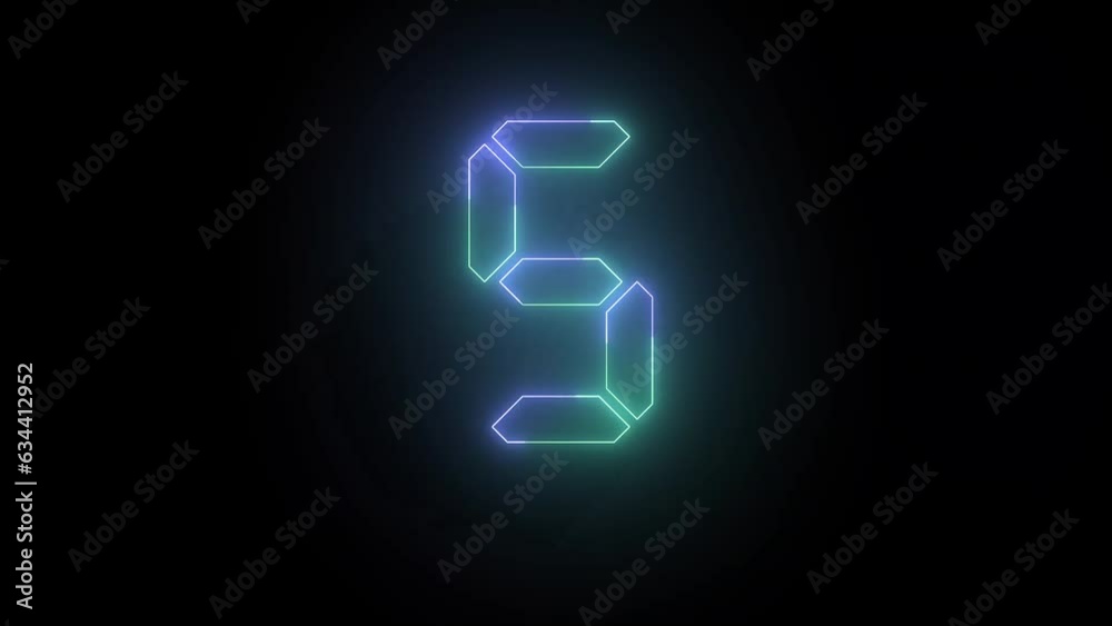 Digital countdown 10 to 0 . Neon count on black background. Digital countdown 10 to 0 . Neon count on black background.