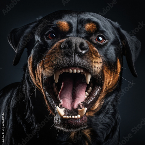 portrait of a angry rottweiler dog