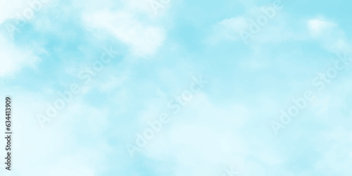 blue sky with cloud closeup background. Abstract blue sky Watercolor background, Illustration, texture for design. hand painted abstract art blue watercolor background. blue sky and white clouds.
