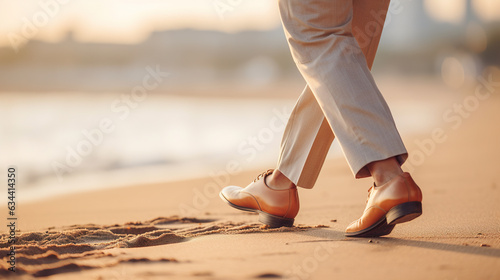 Businesswoman walking on the beach after hard work. Long-awaited vacation © Anna