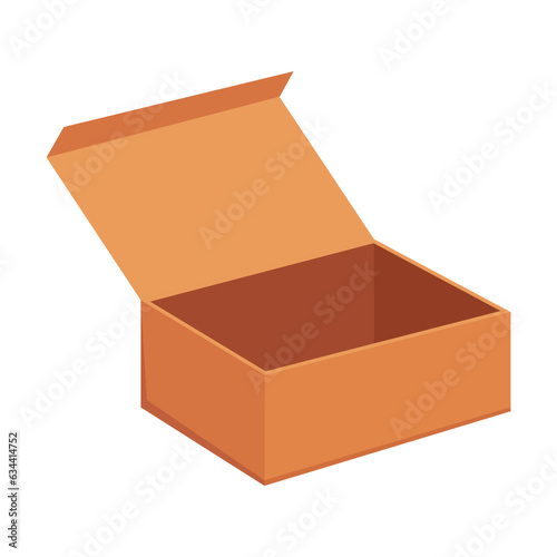 Empty carton box for order on white background. Container for goods or parcels cartoon illustration. Packaging, delivery concept
