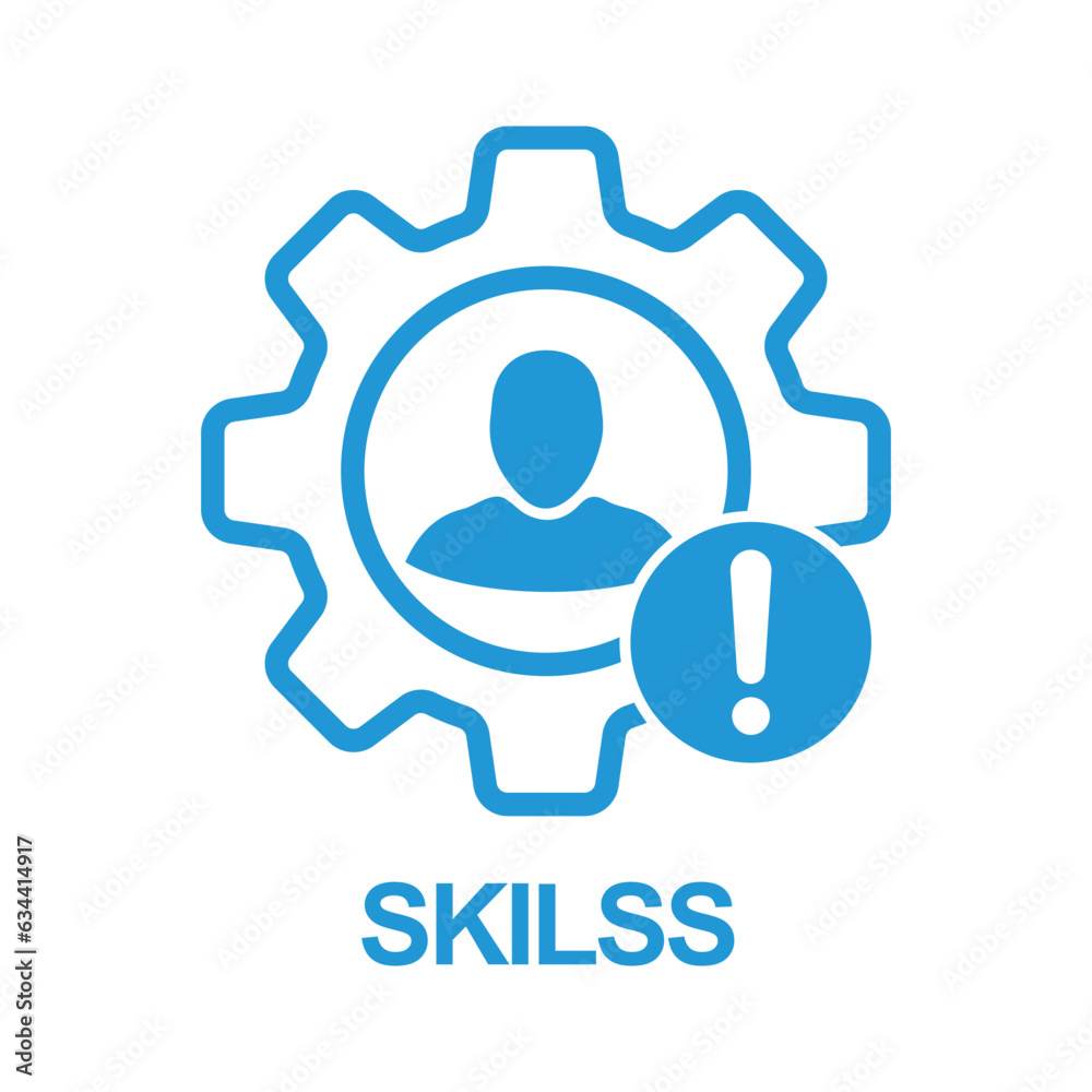 Skills icon with exclamation mark. Skills icon and alert, error, alarm, danger symbol. Vector icon Skills icon with exclamation mark. Skills icon and alert, error, alarm, danger symbol. Vector icon