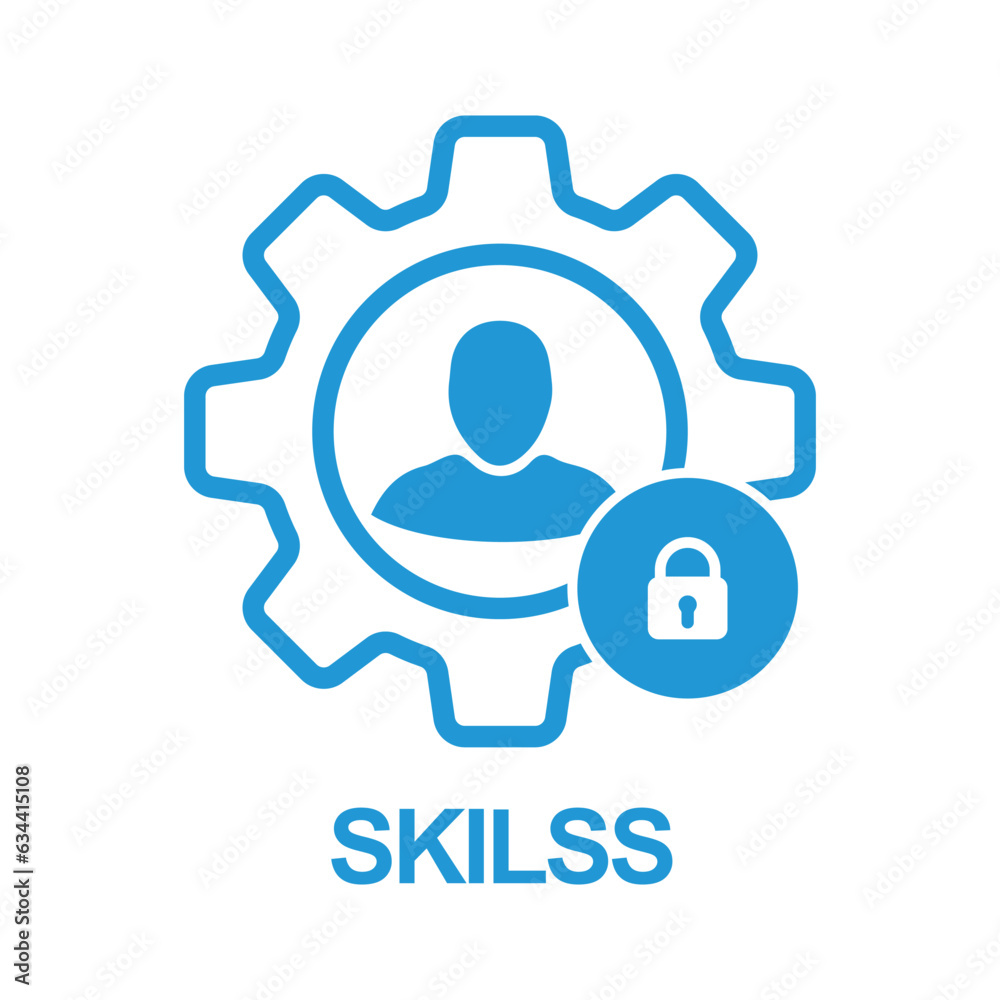 Skills icon with padlock sign. Skills icon and security, protection, privacy symbol. Vector icon Skills icon with padlock sign. Skills icon and security, protection, privacy symbol. Vector icon