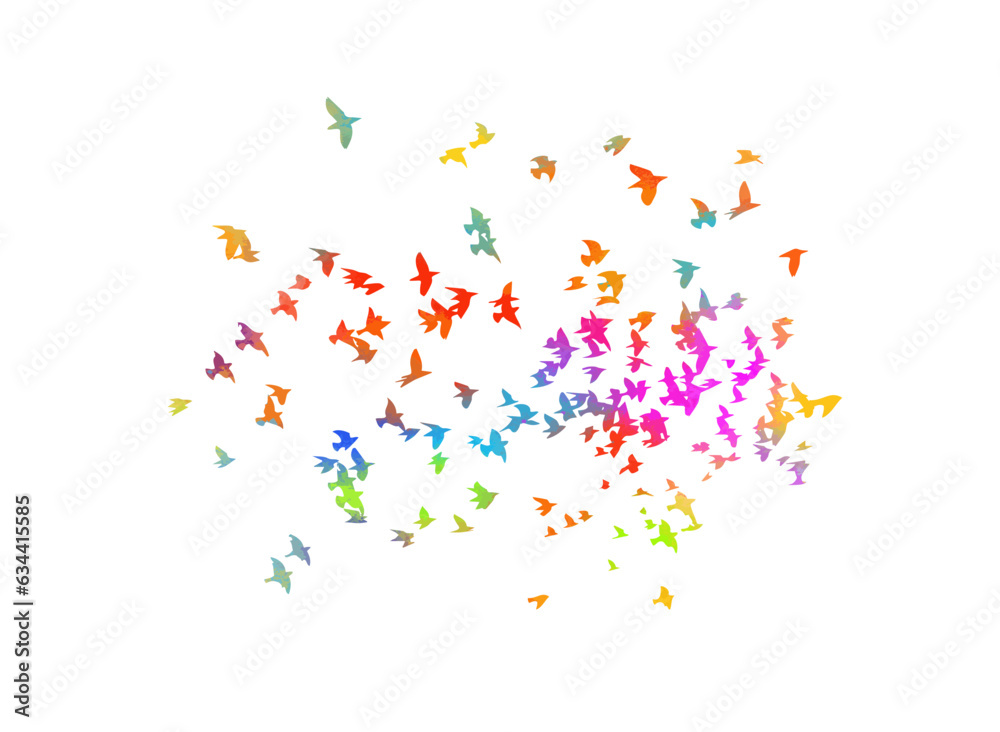 A flock of colored birds. Vector illustration