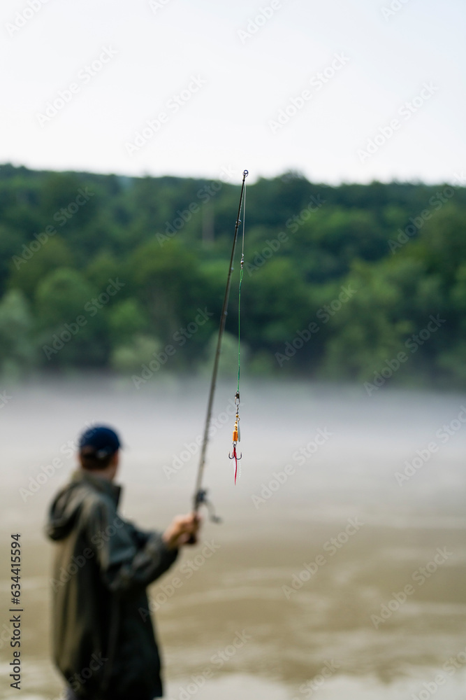 Man fishing on the mountain river