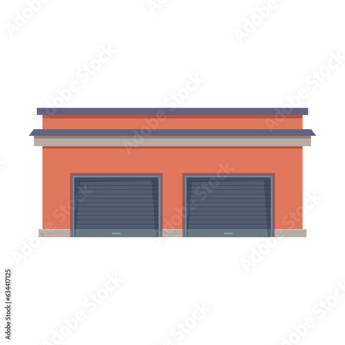 Garage for car on white background. Garage or warehouse door, mechanic workshop isolated on white. Repair concept