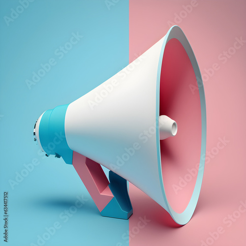 Electronic megaphone on color background  photo