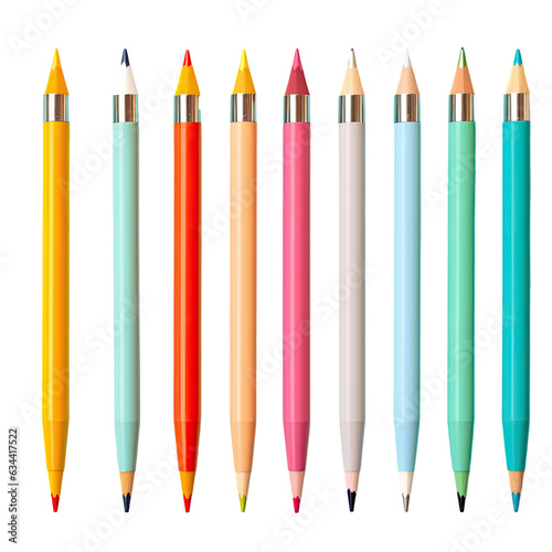 Back to school with colorful felttip pens on a transparent background photo